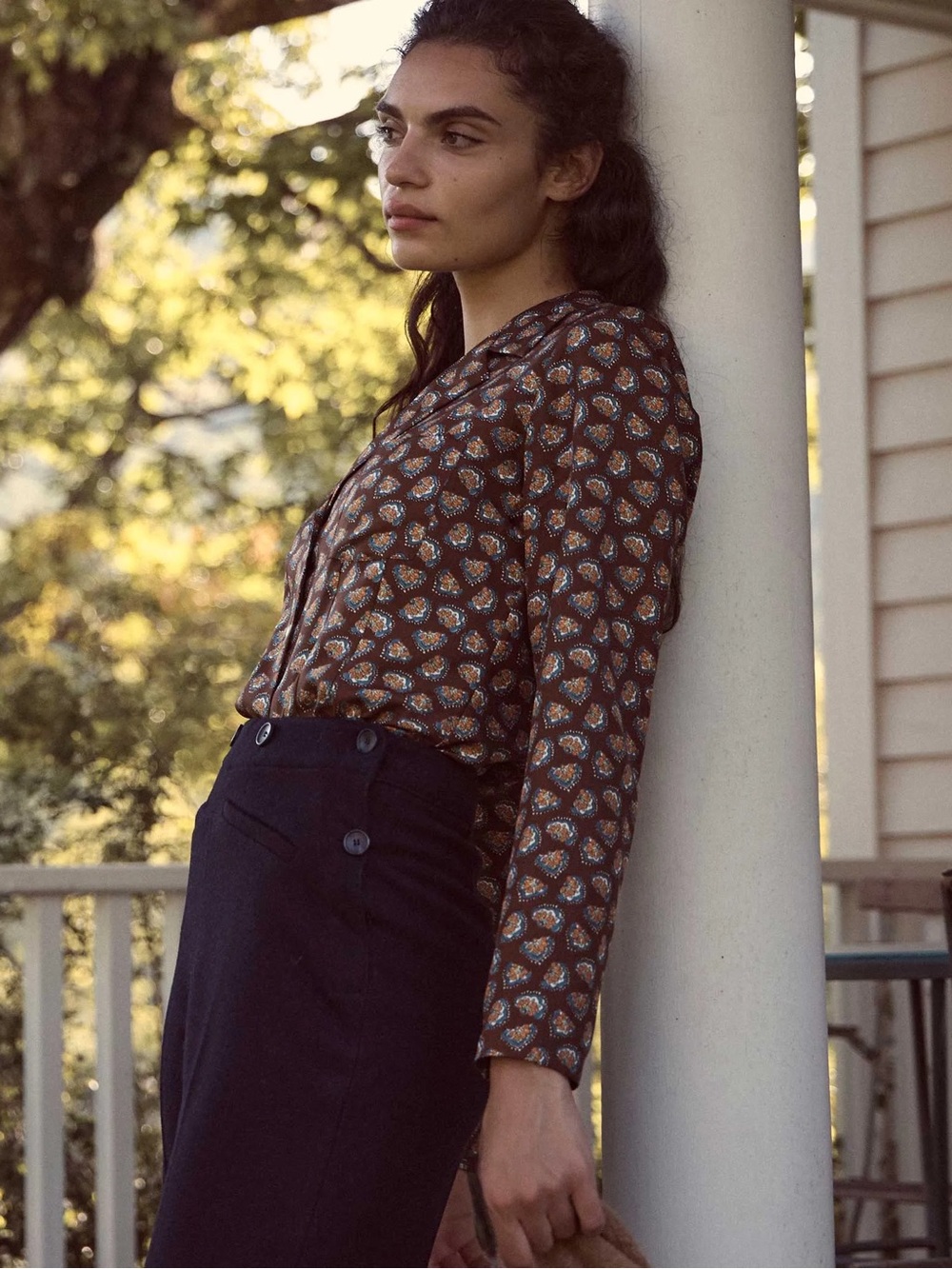 Doen Abena Brown Silk Top